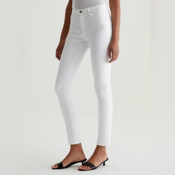 AG ADRIANO GOLDSCHMIED 28R The Prima Mid-Rise Cigarette White Jeans Made in USA - Picture 1 of 13